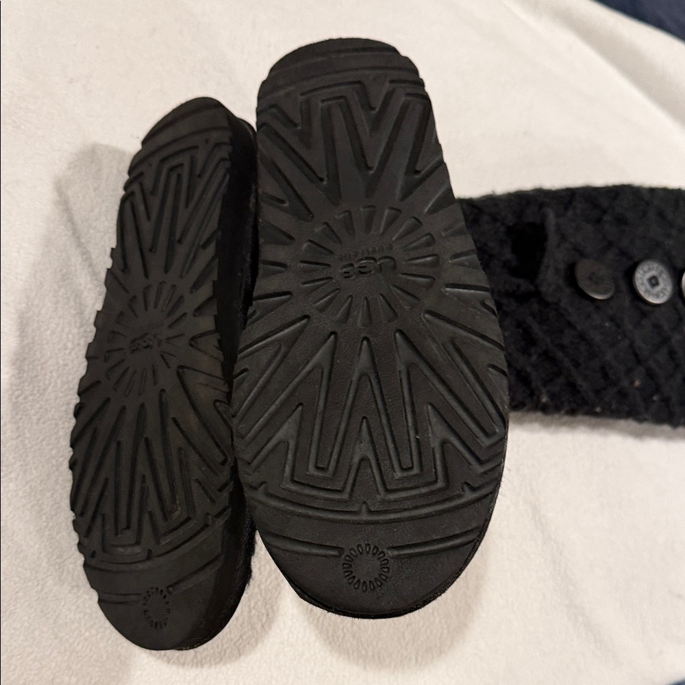 UGG Black Ankle Boots with Button Detail - Picture 3 of 9